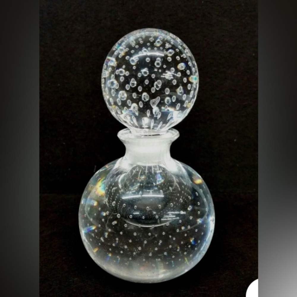 Art Deco Crystal Bubble Glass Perfume Bottle Vintage